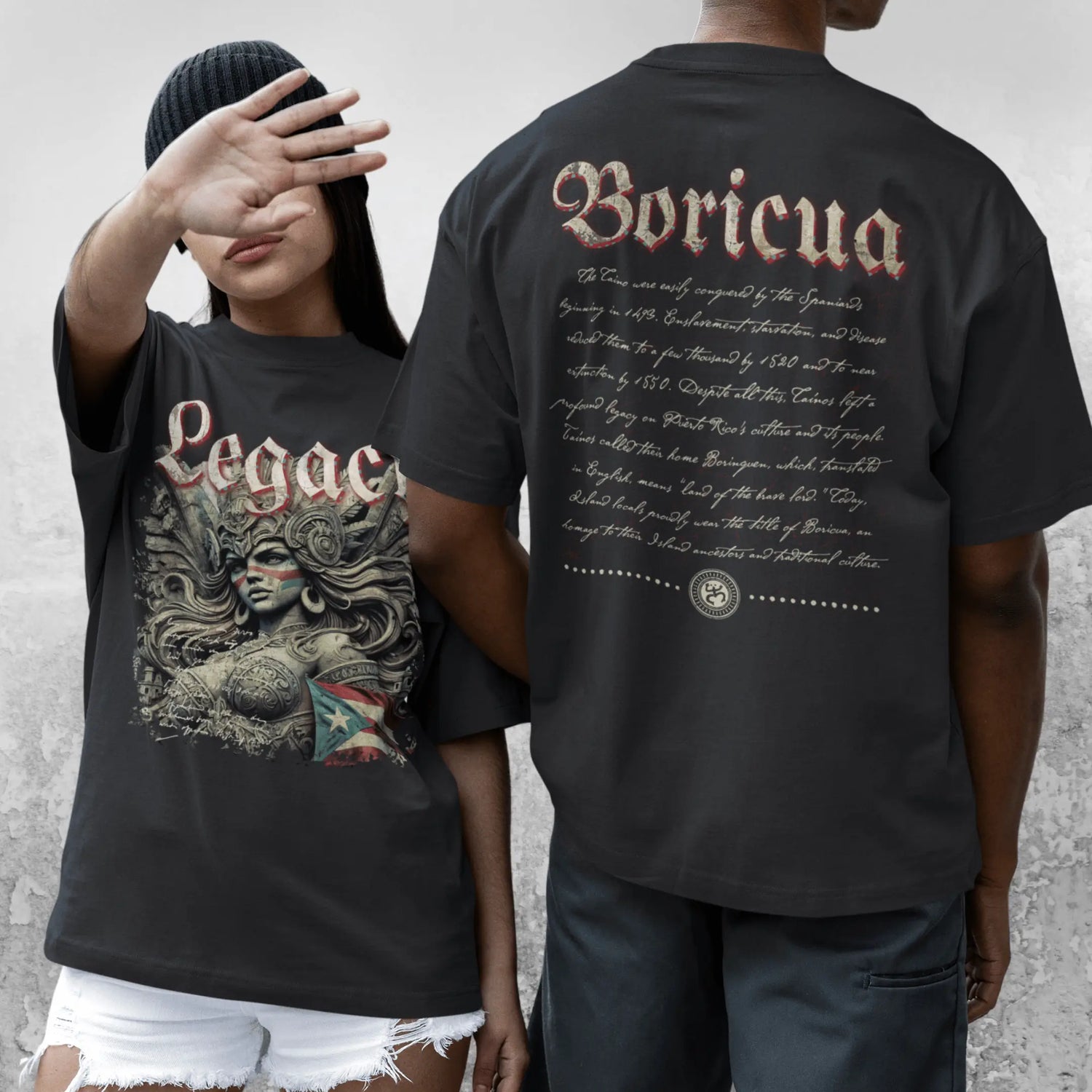 Boricua "Legacy" Raw Hem Unisex Vintage Oversized Tee