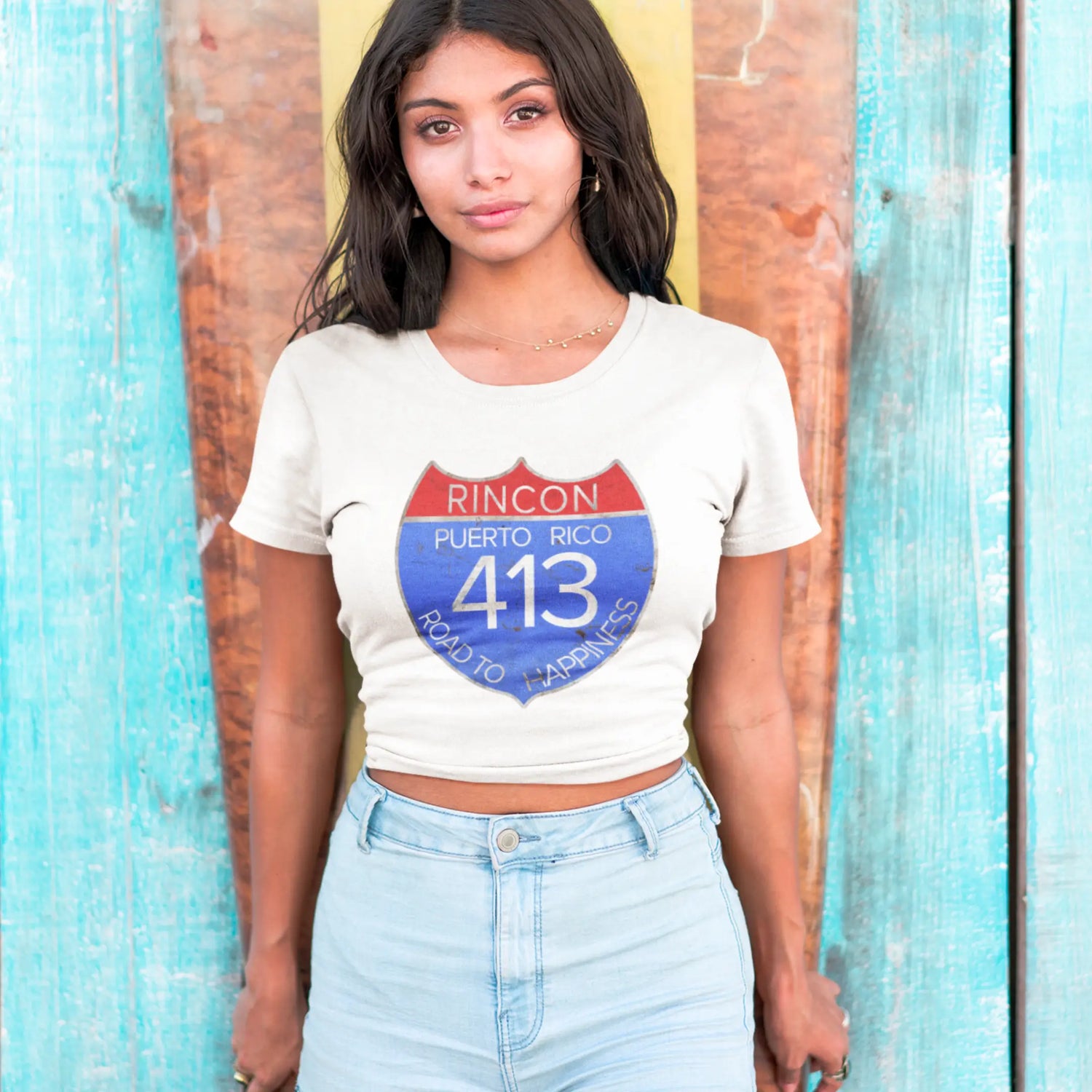 Women's "Road to Happiness" Fitted Crop Bodycon Tee